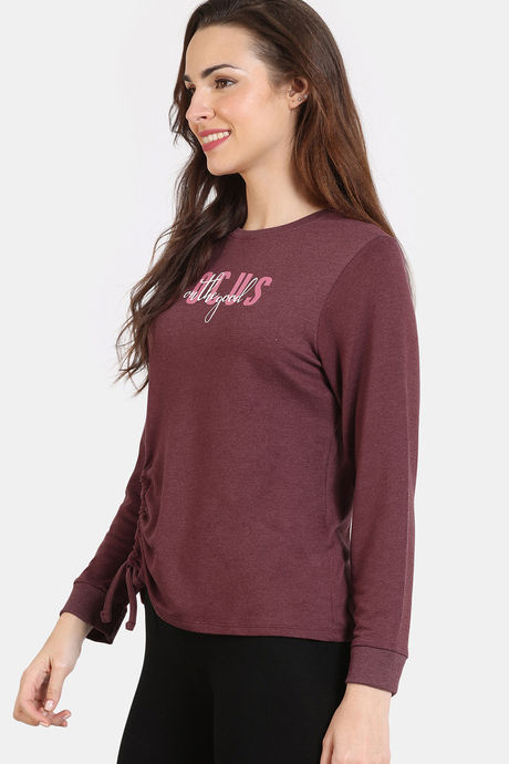 Zivame Viscose Knit Lifewear Top - Tawny Port — image 3
